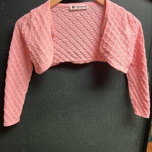 BlackButterfly  Girls Size 7 Cropped Bolero Shrug Long Sleeve Pink  Ribbed Knit
